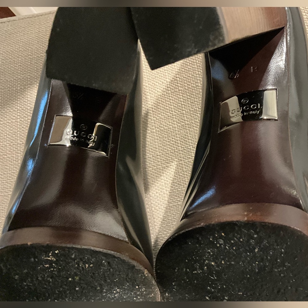GUCCI pumps wooden heel size 6 1/2 Color Dark Grey - Picture 6 of 9